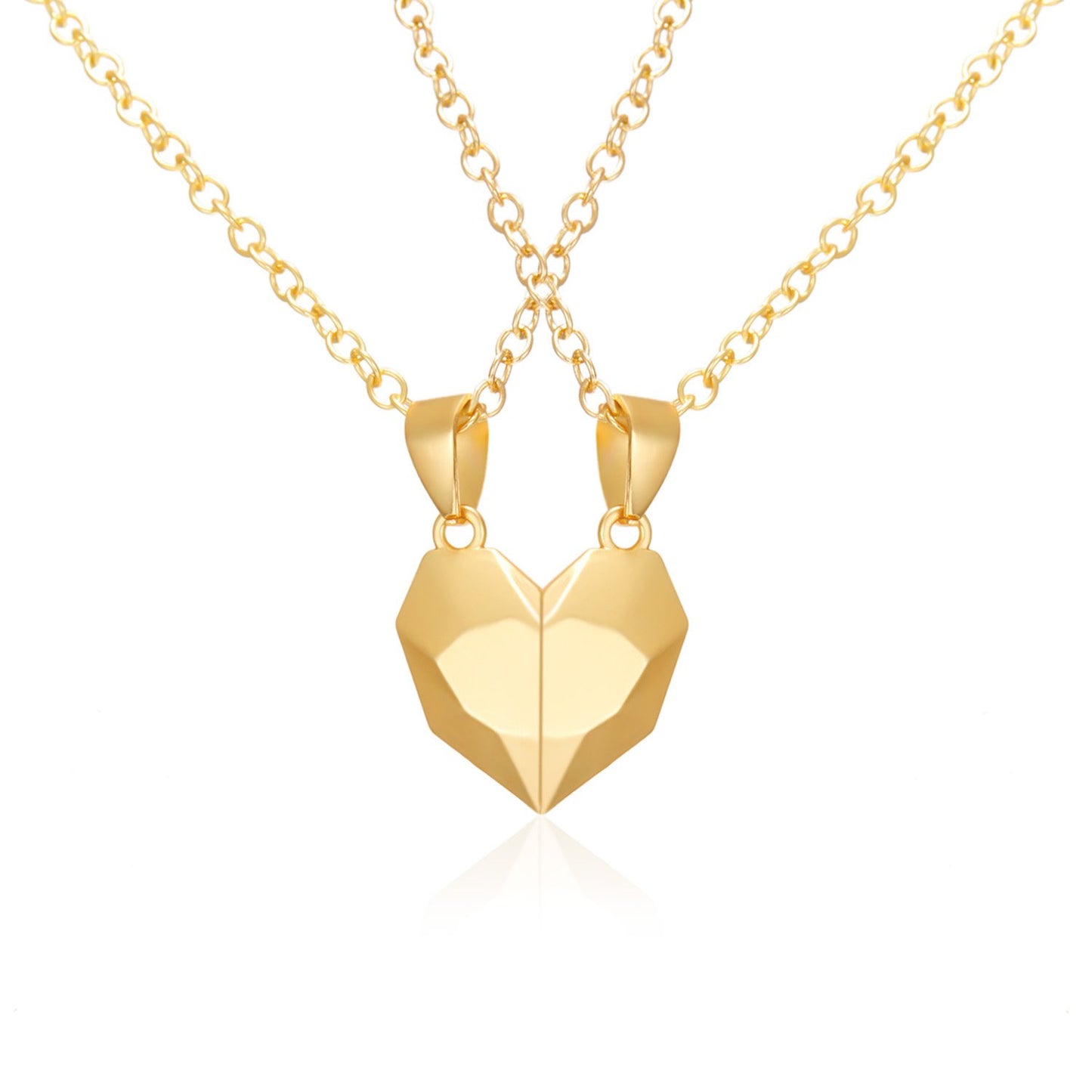 Magnetic Split Heart Couple Necklace