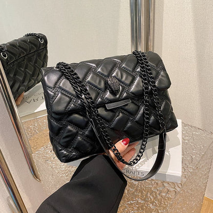 Single-shoulder crossbody bag, a versatile diamond-patterned women's bag for daily use