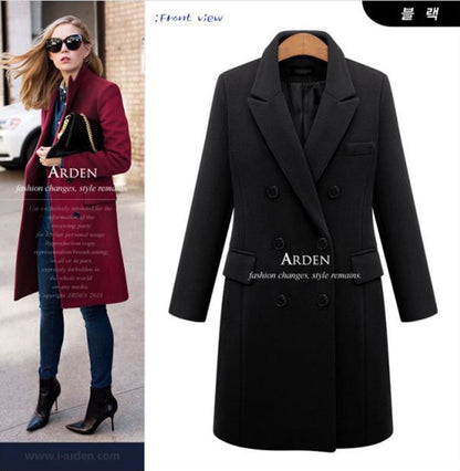 Long Woolen Women's Coat