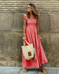 Summer Plaid Print Pleated Ruffle Dress