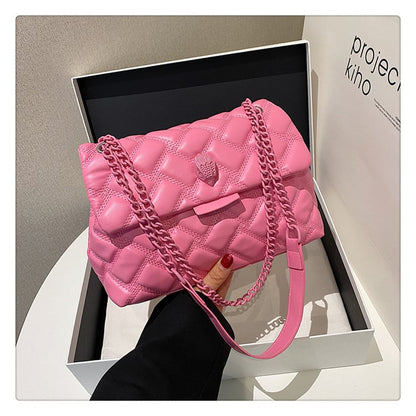 Single-shoulder crossbody bag, a versatile diamond-patterned women's bag for daily use