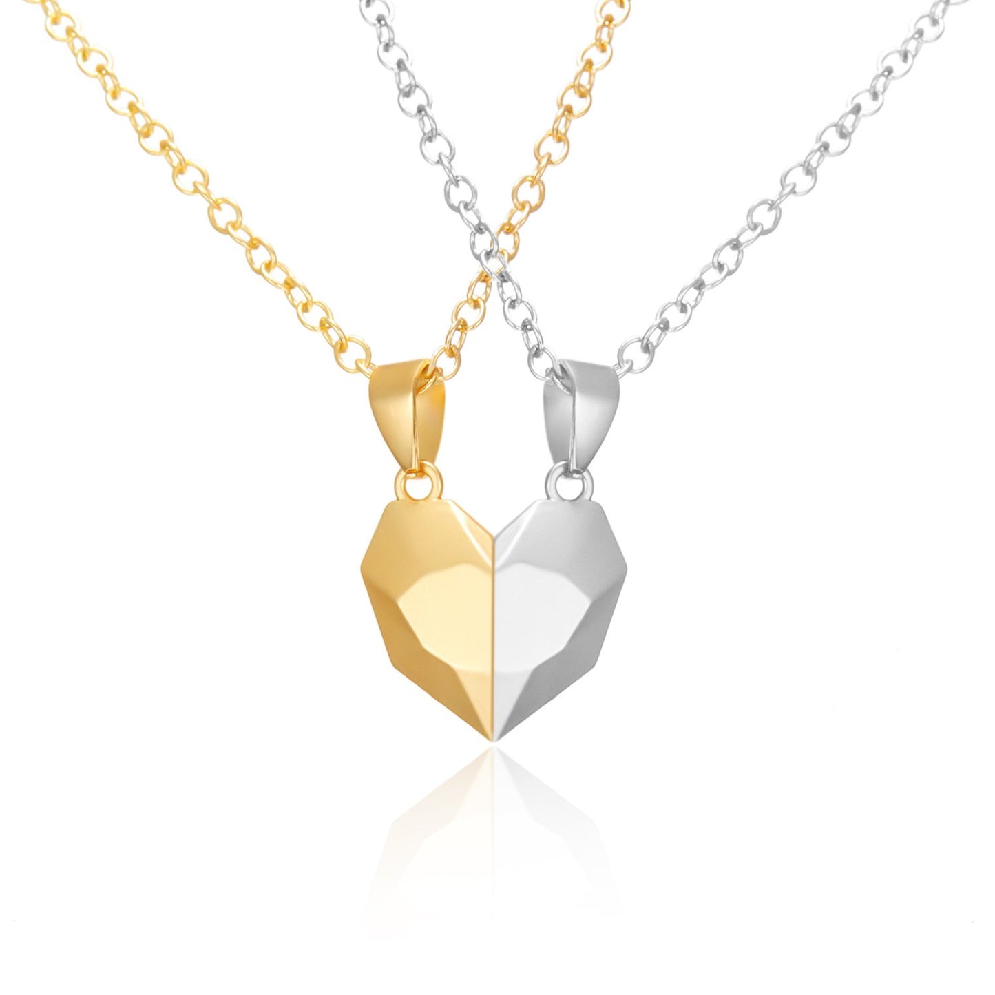 Magnetic Split Heart Couple Necklace