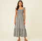 Summer Plaid Print Pleated Ruffle Dress